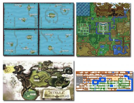 L’espace est très important dans les opus de la série Zelda : le joueur doit continuellement se référer aux cartes pour se repérer dans sa quête. La carte se complète au fur et à mesure de l’avancée du héros dans des lieux souvent sombres. Les villages sont ainsi des sortes de refuges, des espaces de quiétude, et des espaces “pleins” face aux aires forestières.